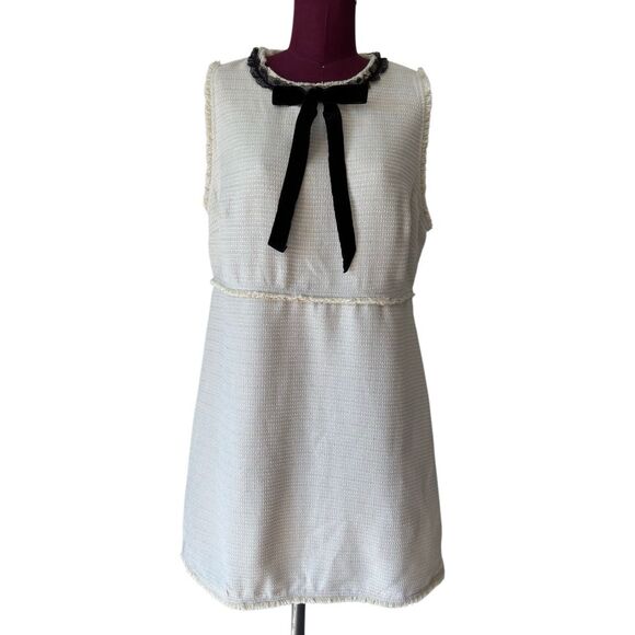NEW Cider TWEED ROUND NECKLINE SLEEVELESS SOLID Cream Dress size XL Sleeveless B - Picture 3 of 14